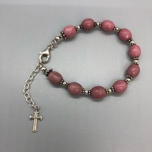 Stone beads and sterling silver bracelet